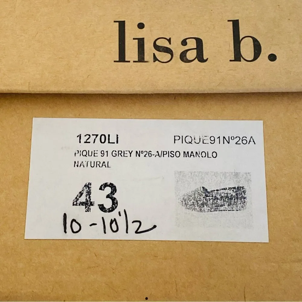 lisa b. Made in Spain Grey Pique Fabric Espadrilles Sz EU 43 US 11/11.5 NWT